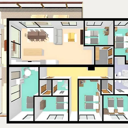 S 6 Izbami - 12 Pevnych Lozok A Pristelky Apartmán